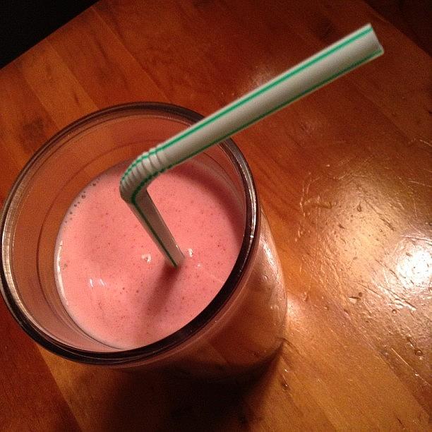 A Green Striped Straw Makes My Smoothie Photograph by Maureen Bates