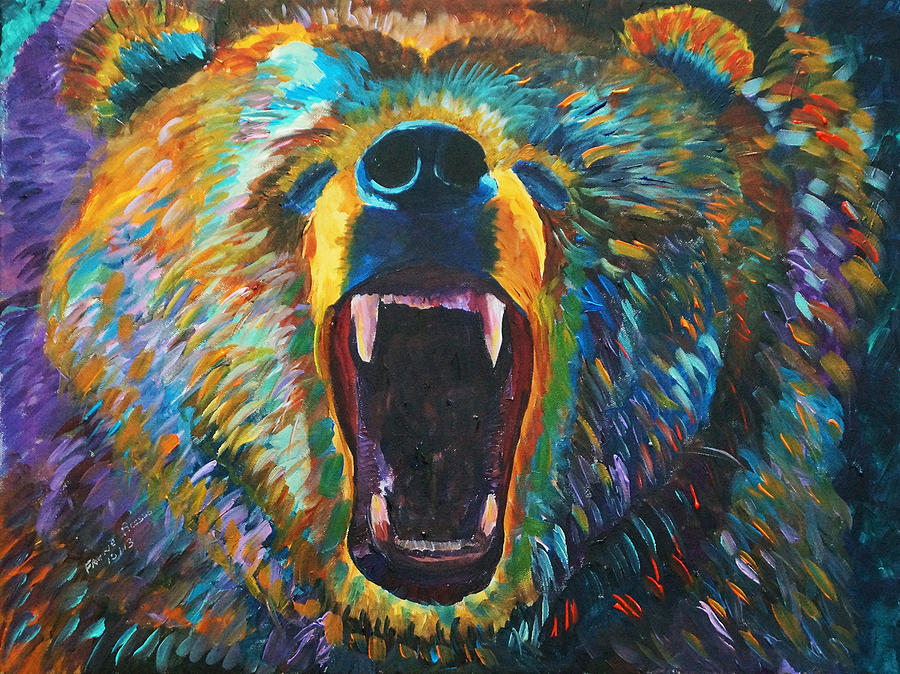 A Grizzly Mood Painting by Frankie Picasso