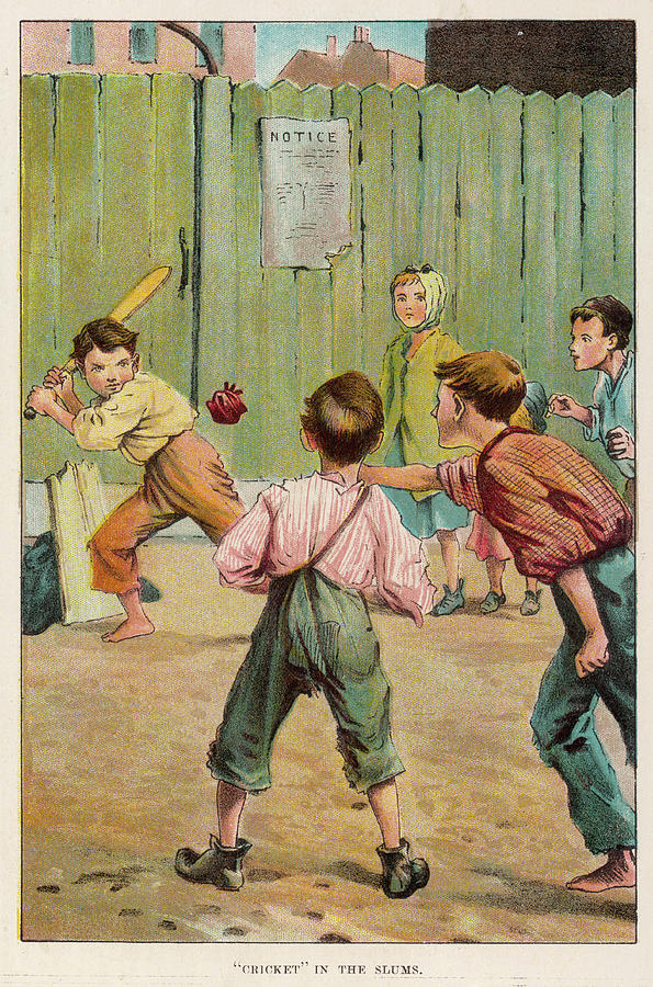 children playing cricket drawing