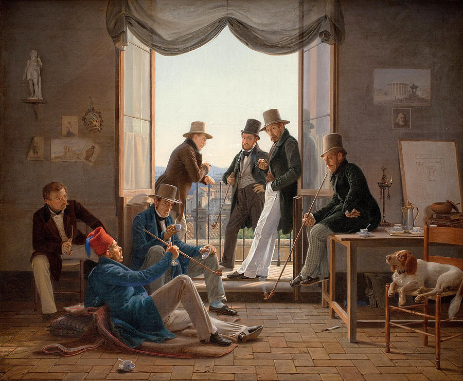 A Group of Danish Artists in Rome Painting by Constantin Hansen