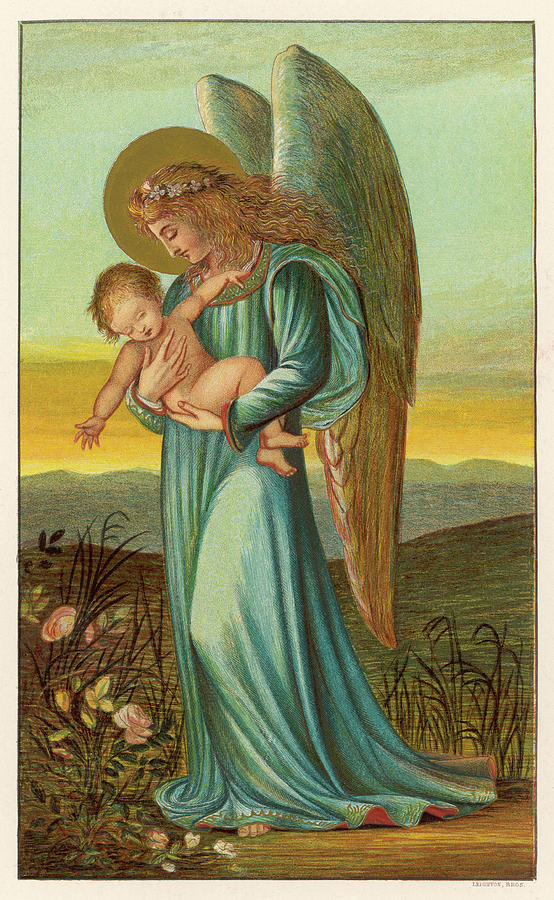 A Guardian Angel Walks With A Child Drawing By Mary Evans Picture Library