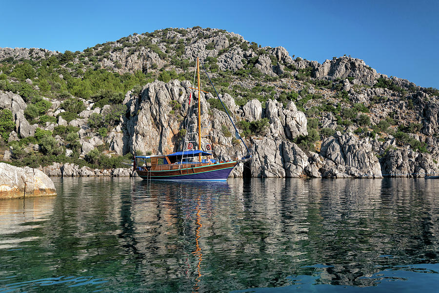 A Gulet Near The Tooth Island In Photograph by Izzet Keribar