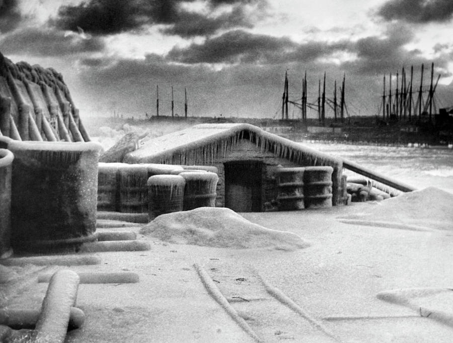 A Harbor In Winter Time Photograph by Underwood Archives