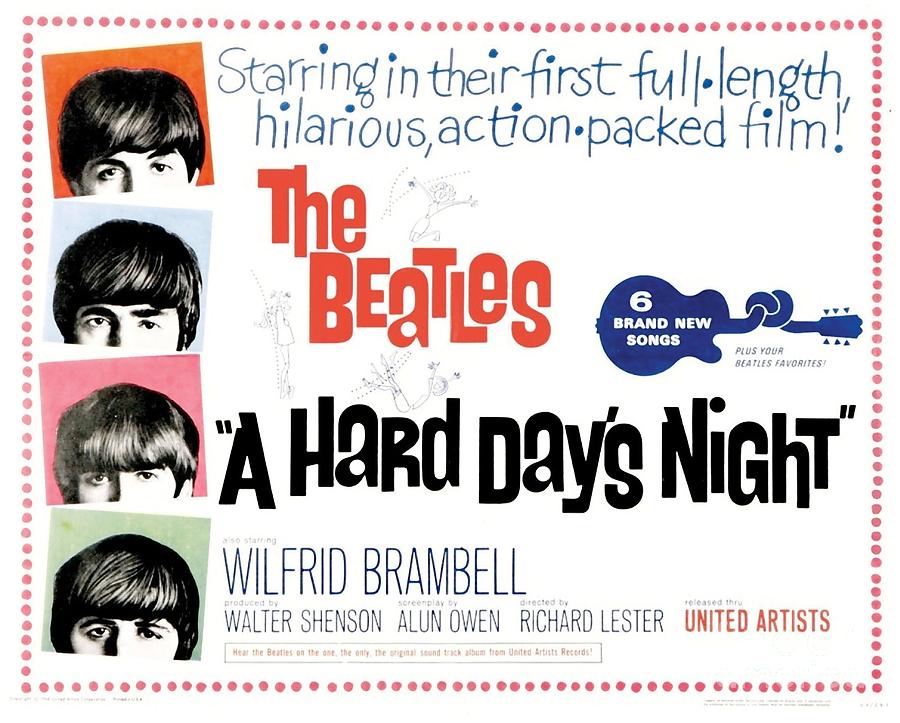 A Hard Days Night Movie Poster Mixed Media by Beatles - Pixels