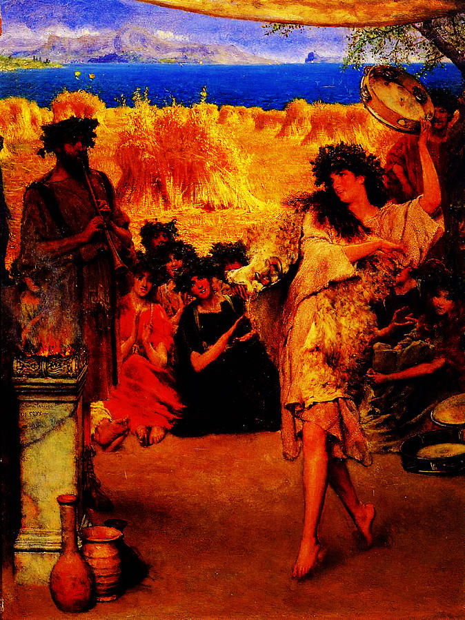 A Harvest Festival 2F A Dancing Bacchante at Harvest Time by Sir Lawrence Alma Tadema Painting by MotionAge Designs