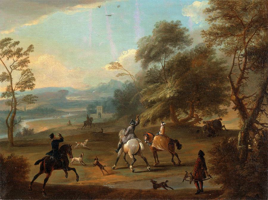 Jan Wyck Painting - A Hawking Party, Jan Wyck by Litz Collection
