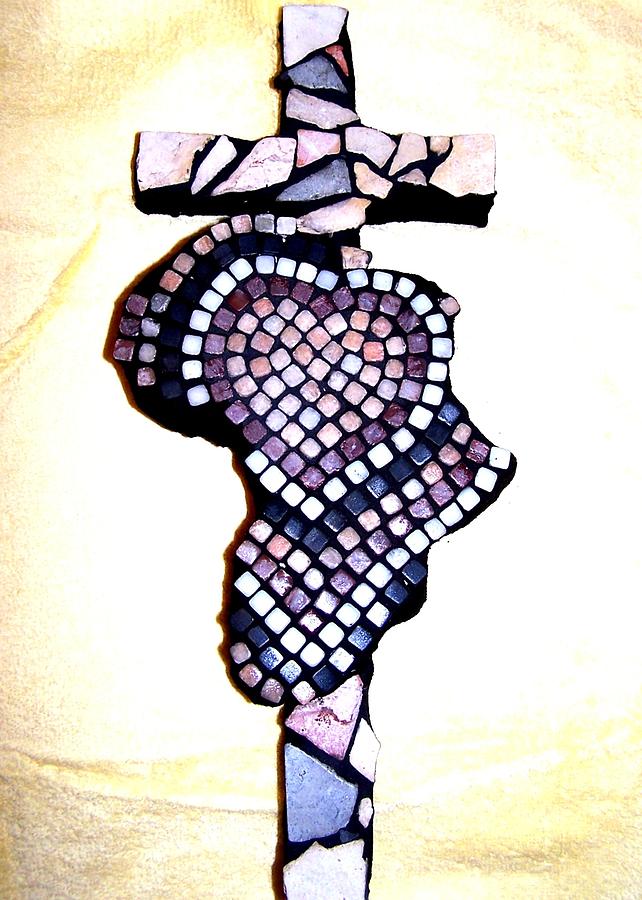 A Heart for Africa Cross Sculpture by Kathleen Luther