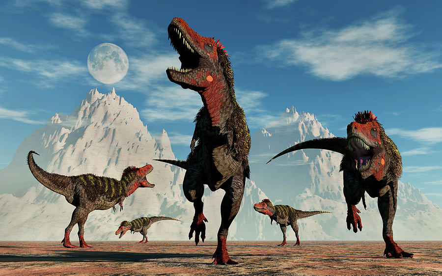 Wildlife Photograph - A Herd Of Carnivorous Tarbosaurus by Mark Stevenson