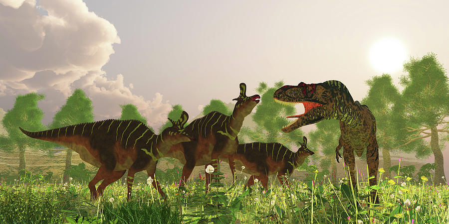 A Herd Of Lambeosaurus Dinosaurs Photograph by Corey Ford
