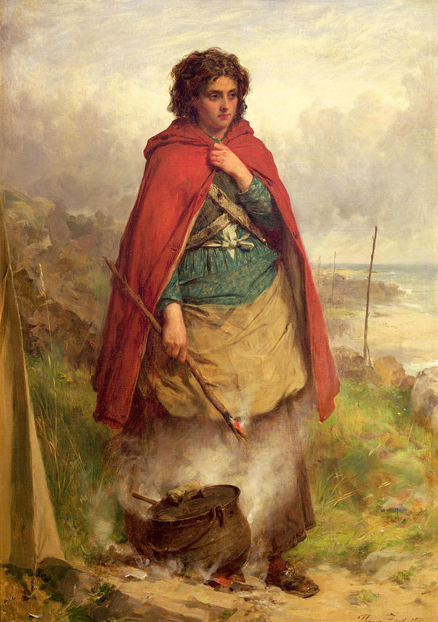 Gipsy Photograph - A Highland Gypsy, 1870 Oil On Canvas by Thomas Faed