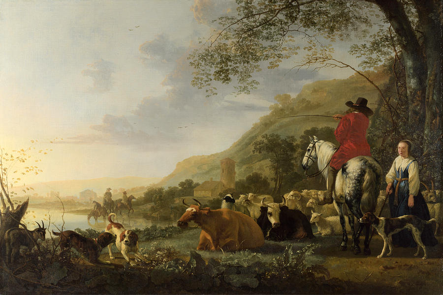 A Hilly Landscape with Figures Painting by Aelbert Cuyp