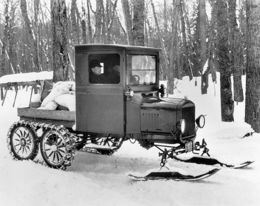 A Homemade Snowmobile Photograph by Underwood Archives