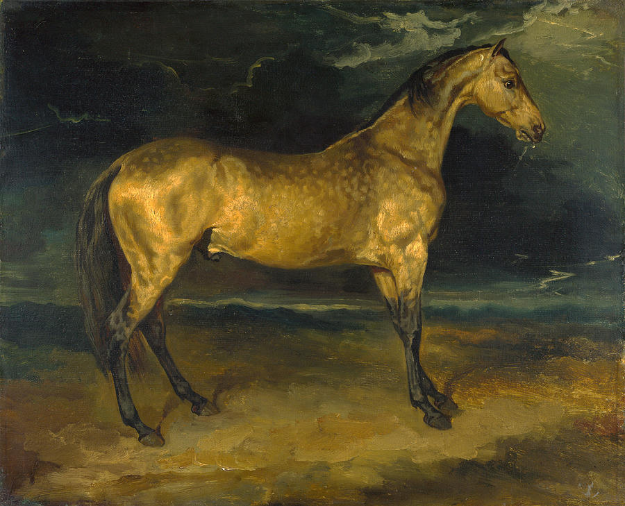 A Horse frightened by Lightning Painting by Jean-Louis-Andre-Theodore Gericault
