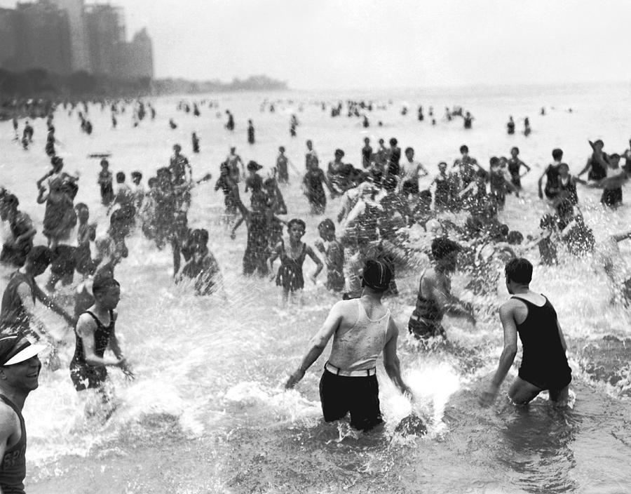 A Hot Day In Lake Michigan Photograph by Underwood Archives