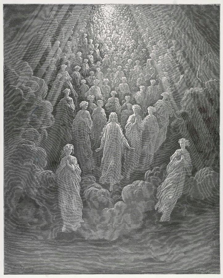 A Huge Host Of Angels Descend Drawing By Mary Evans Picture Library