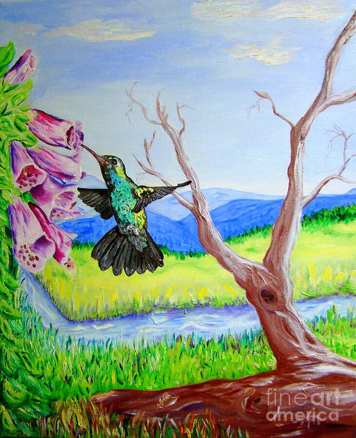 A Hummingbirds Day Painting by Lisa Rose Musselwhite