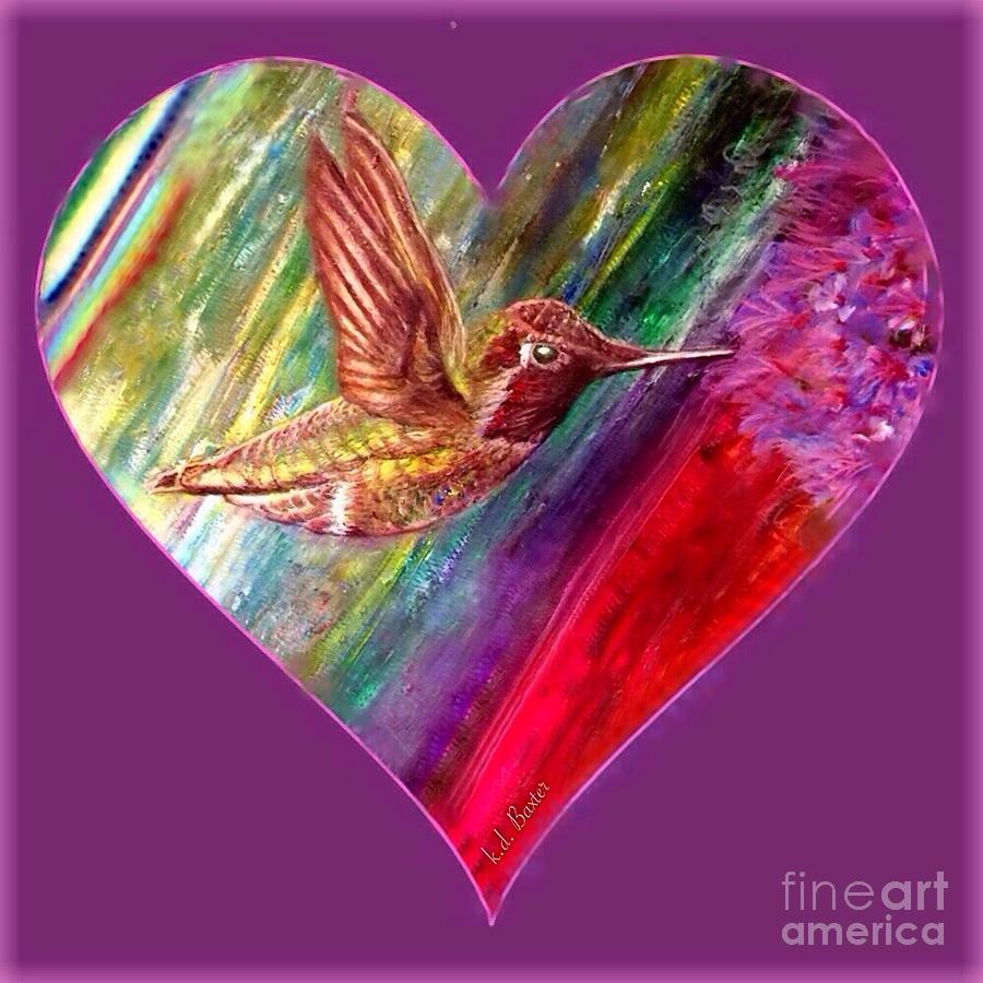 A Hummingbirds Valentine Painting by Kimberlee Baxter