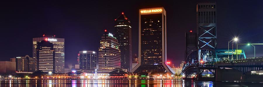 A Jacksonville Night Panoramic Photograph by Frozen in Time Fine Art Photography