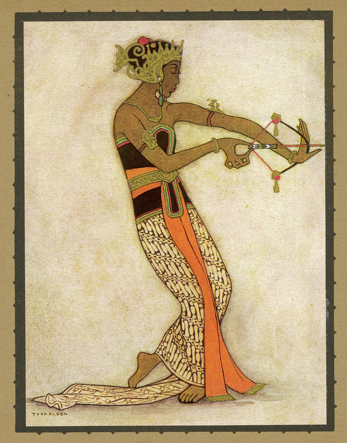 Historical Drawing - A Javanese Dancer Drawing A Bow by Mary Evans Picture Library Historical Drawing - A Javanese Dancer Drawing A Bow by Mary Evans Picture Library