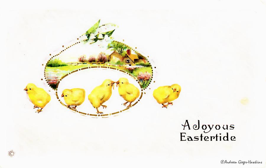 Easter Photograph - A Joyous Eastertide 1917 Vintage Postcard by Audreen Gieger