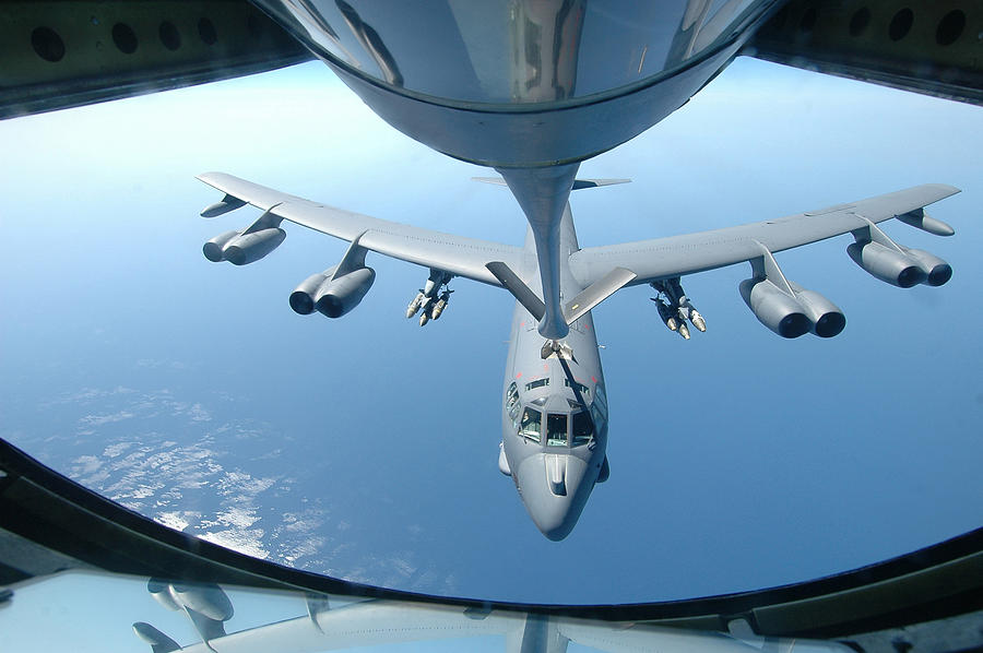 A Kc-135 Stratotanker Refuels A B-52 Photograph by Celestial Images