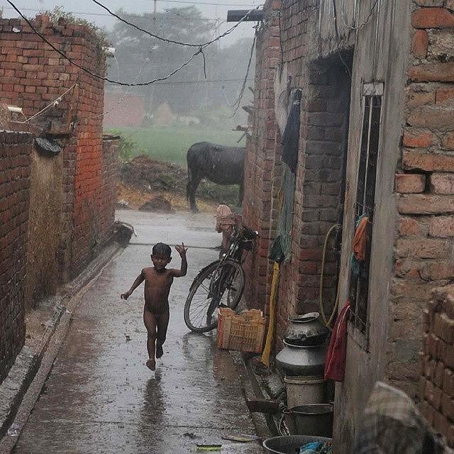 Buffalo Photograph - A #kid #enjoying Late #monsoon #rains by Ankit Agrawal
