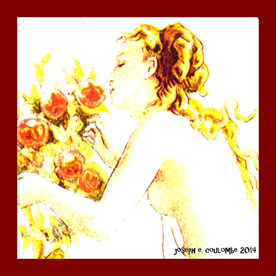 A Lady Whispers To Roses Digital Art by Joseph Coulombe