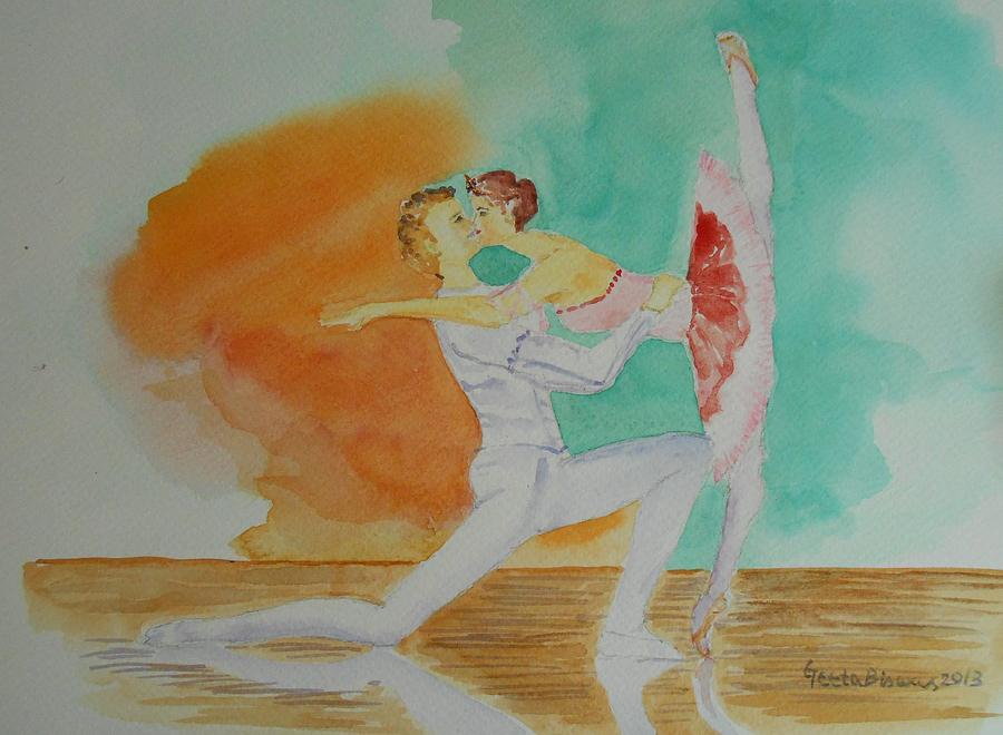 Ballet Painting - A kiss in Ballet  by Geeta Yerra