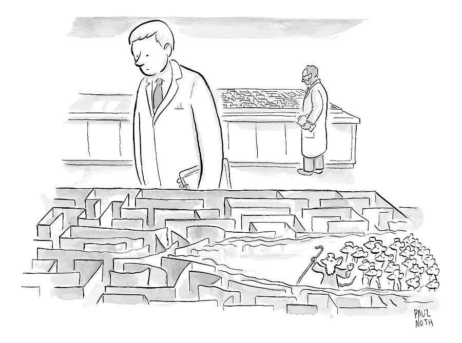 A Laboratory Scientist Looks On As The Walls Drawing by Paul Noth