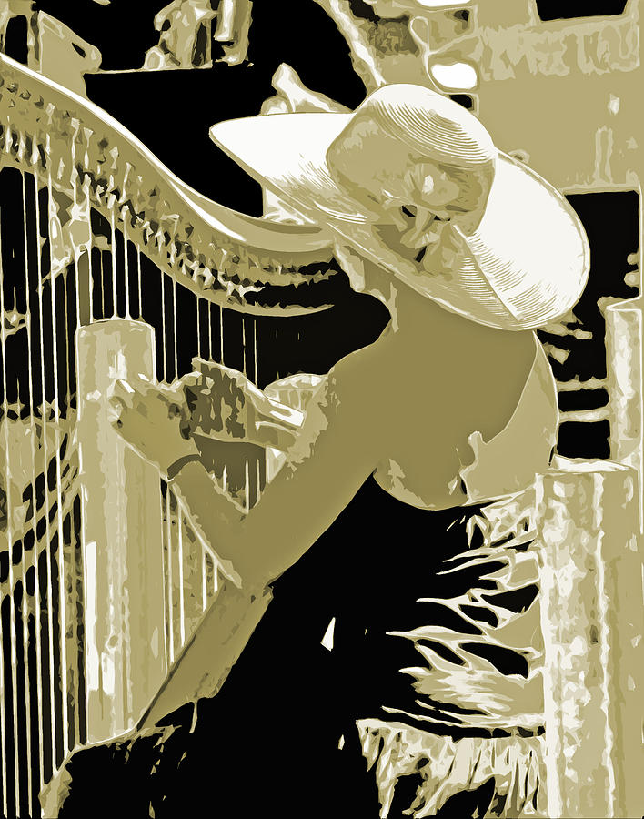 A Lady and A Harp Digital Art by Joseph Coulombe