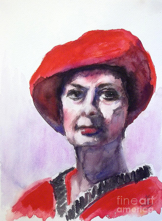 A Lady In Red Painting by Yoshiko Mishina