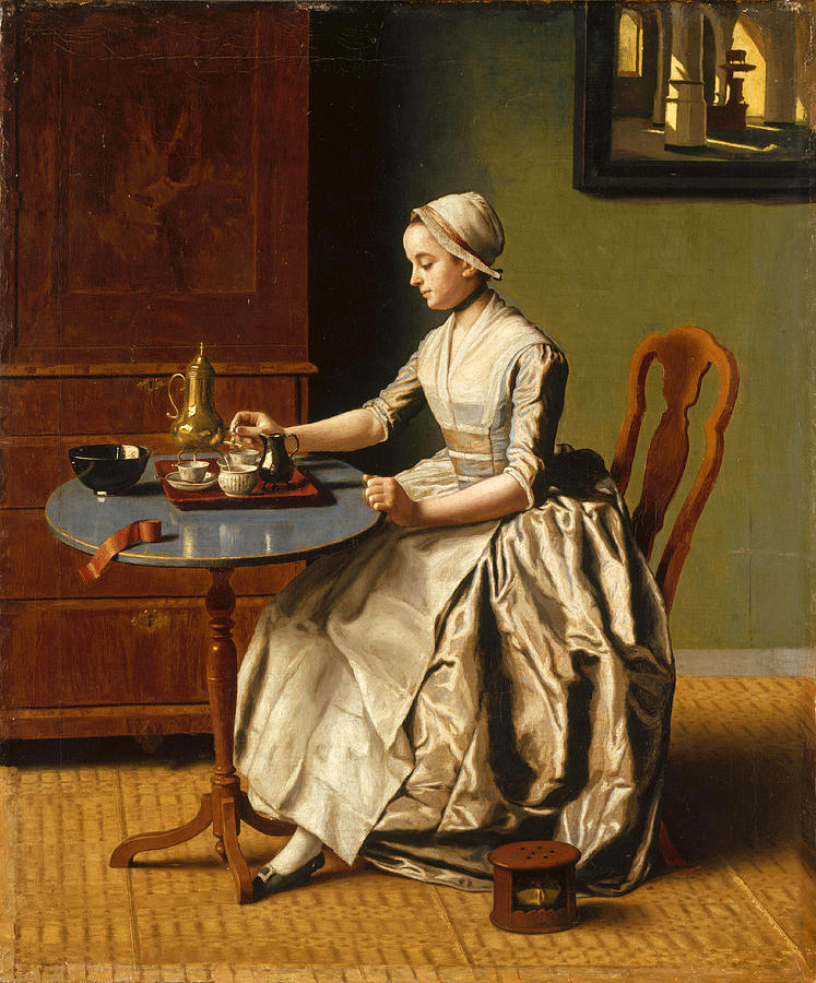 A Lady pouring Chocolate Painting by Jean-Etienne Liotard