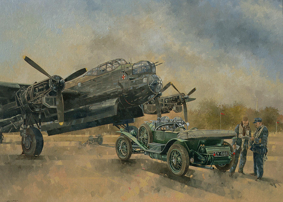 A Lancaster And A Bentley, 2000 Oil On Canvas Photograph by Peter Miller