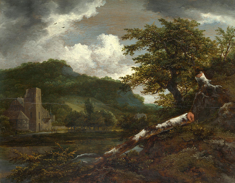 A Landscape with a Ruined Building Painting by Jacob Isaacksz van Ruisdael