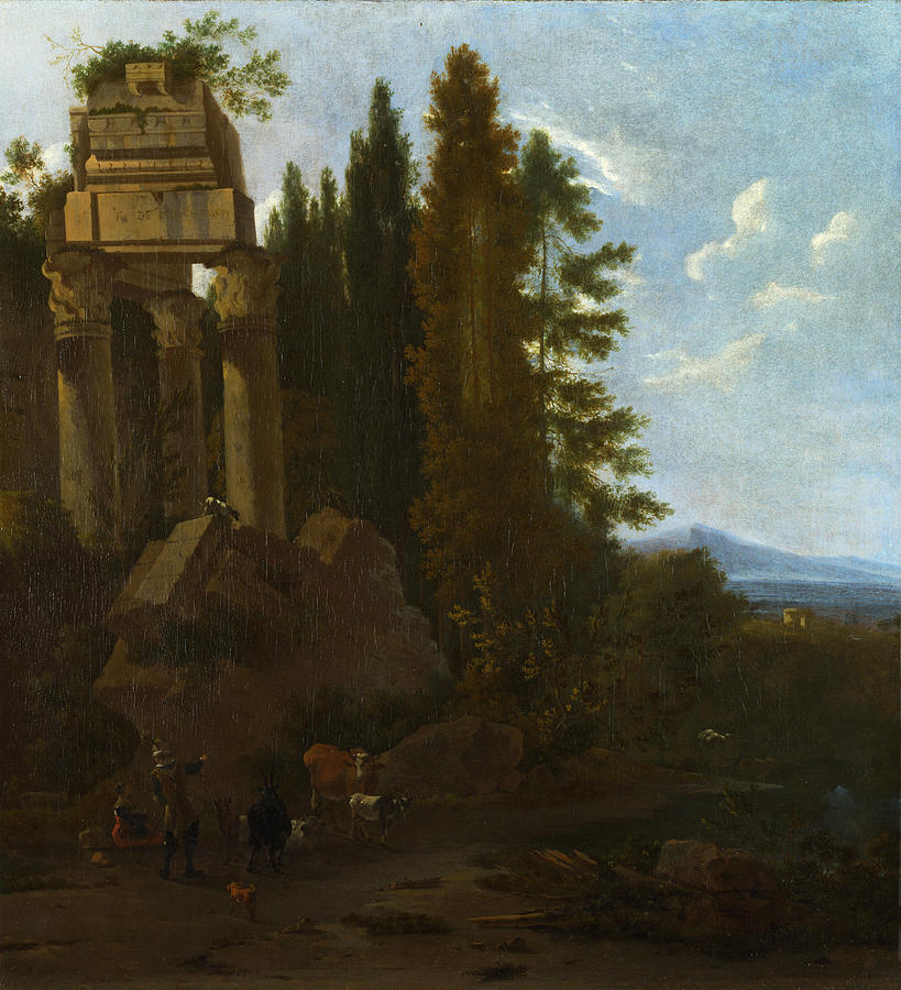 A Landscape with Classical Ruins Painting by Frederick de Moucheron