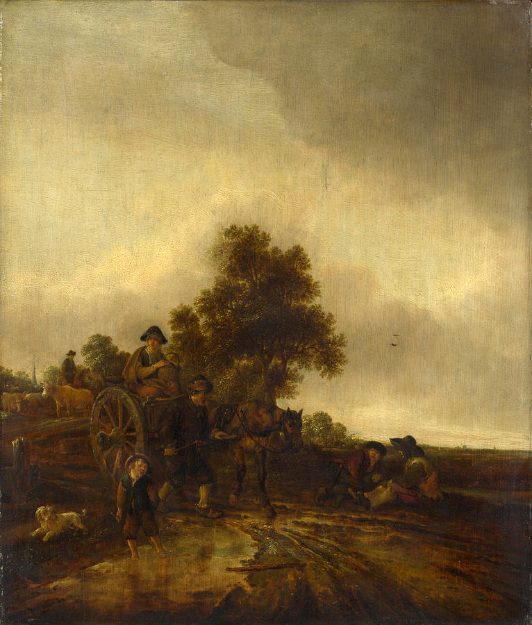 A Landscape with Peasants and a Cart Painting by Isaac van Ostade