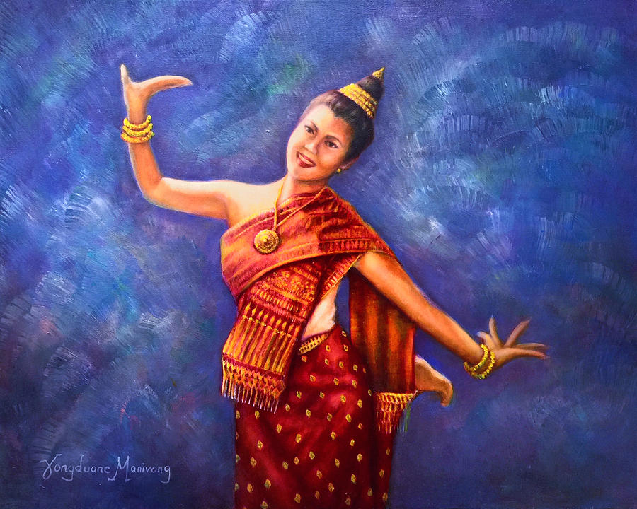 A Lao Traditional Dancer I  Painting by Vongduane Manivong