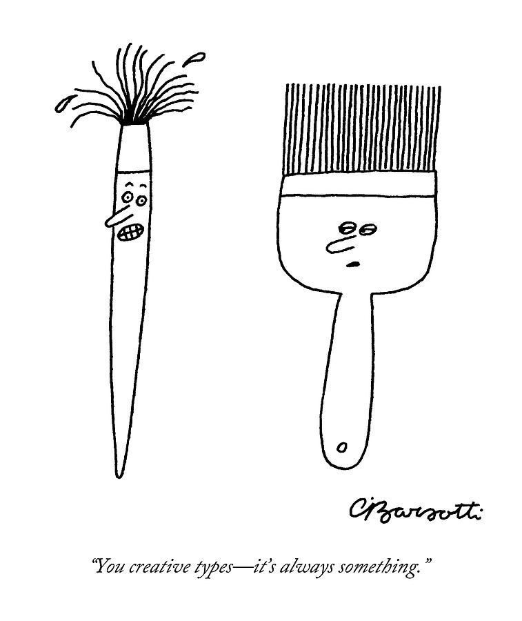 A Large, Neat Paintbrush Talks To A Small Drawing by Charles Barsotti