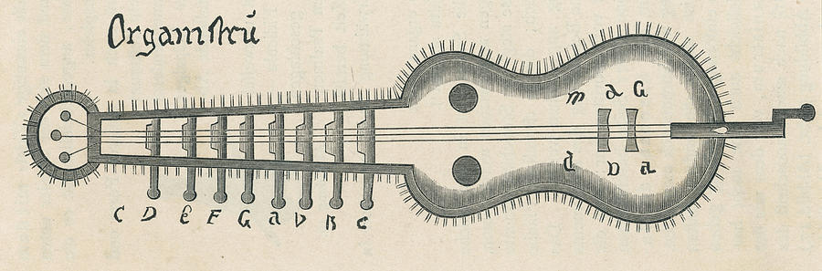 Music Drawing - A Larger Form Of Hurdy-gurdy by Mary Evans Picture Library