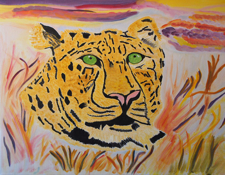A Leopards Gaze Painting by Meryl Goudey