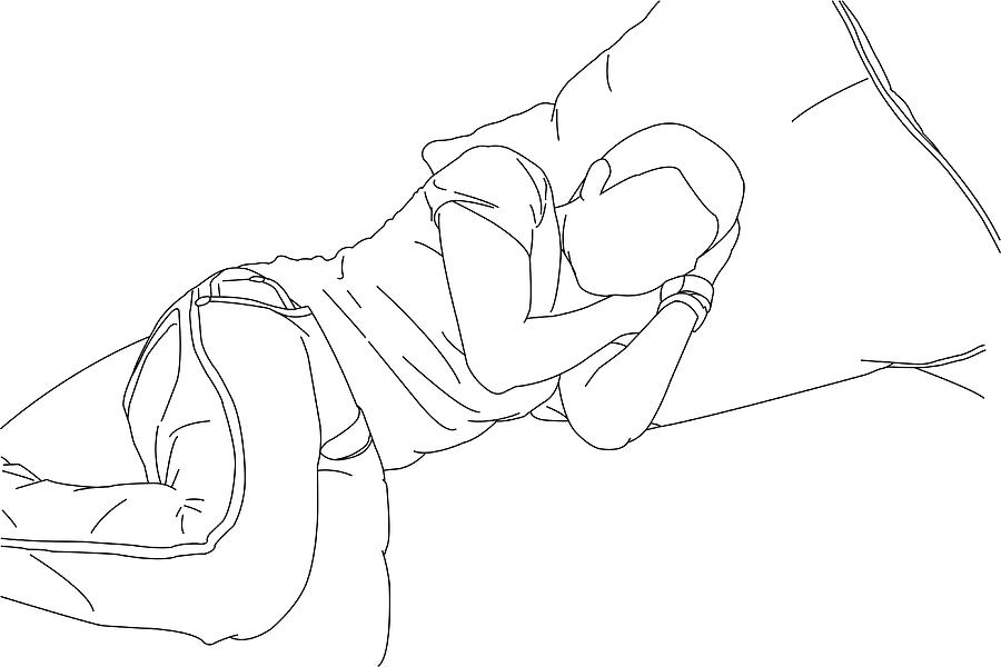 A line drawing of someone sleeping Drawing by Ezrena