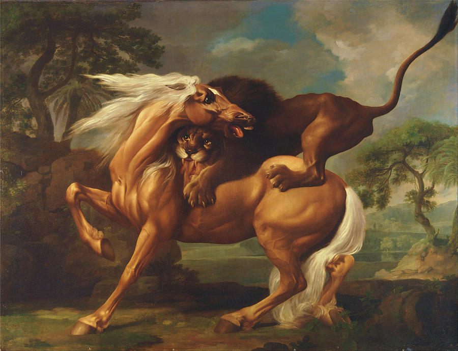 George Stubbs Painting - A Lion Attacking a Horse #3 by George Stubbs