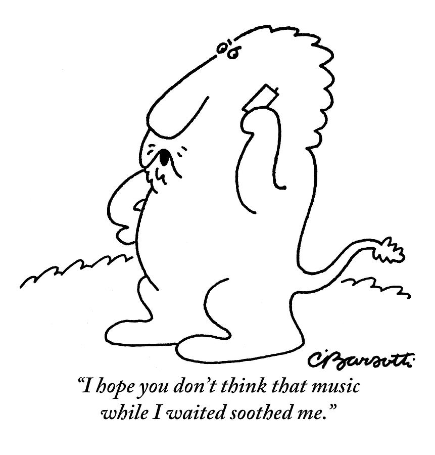 A Lion Is Seen Talking On A Cellphone Drawing by Charles Barsotti