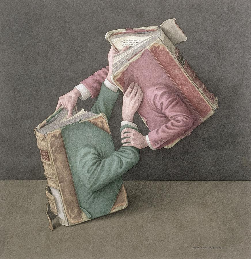 A Literary Struggle Painting by Jonathan Wolstenholme
