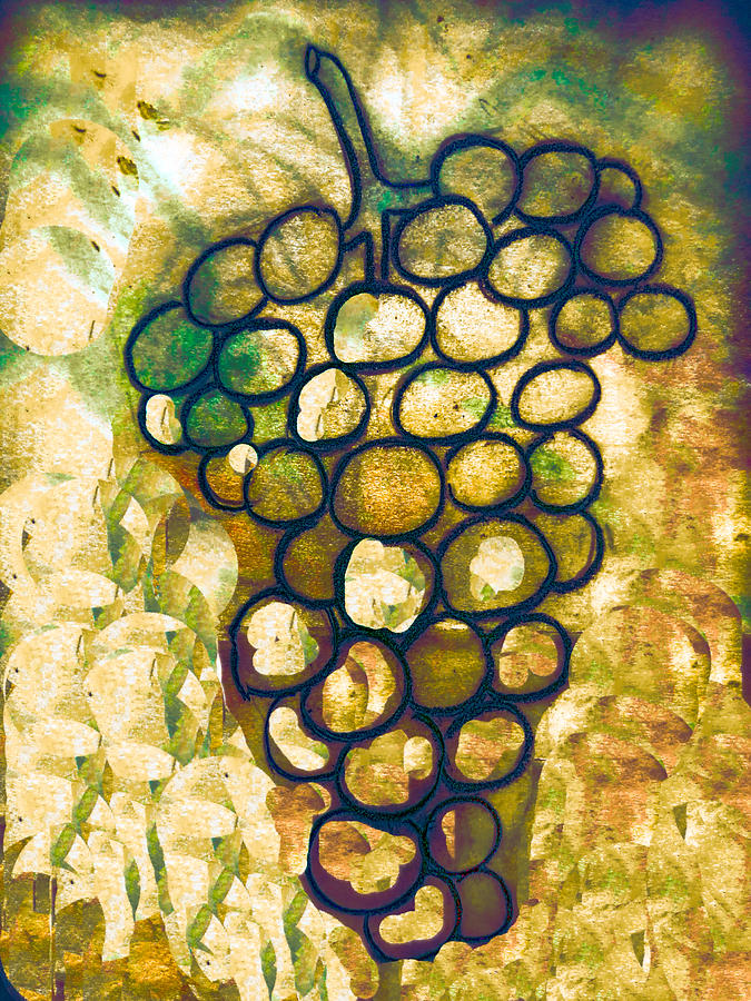 Nature Drawing - A little bit abstract grapes by Jo Ann