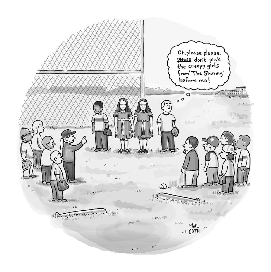 A Little Boy Waiting To Be Picked For A Baseball Drawing by Paul Noth