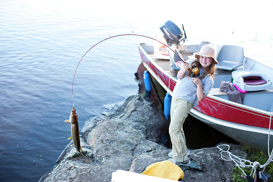 A Little Girl Holds A Fishing Pole Photograph by David Ellis - Fine Art  America