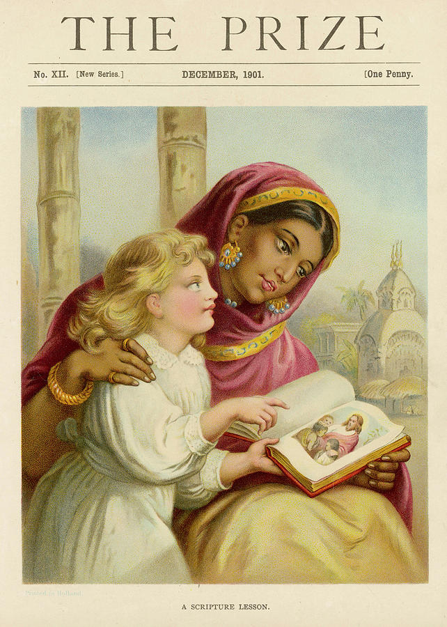 Bible Drawing - A Little White Girl Gives A  Scripture by Mary Evans Picture Library