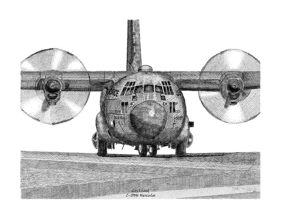 A Lockheed C-130H Hercules. is a drawing by Arthur Eggers which was uploade...