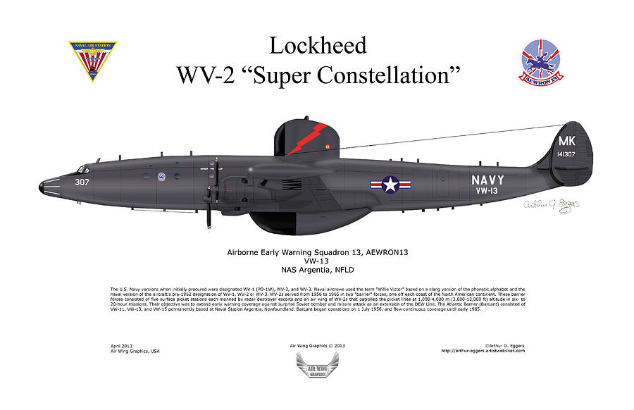 A Lockheed WV-2 Super Constellation Digital Art by Arthur Eggers